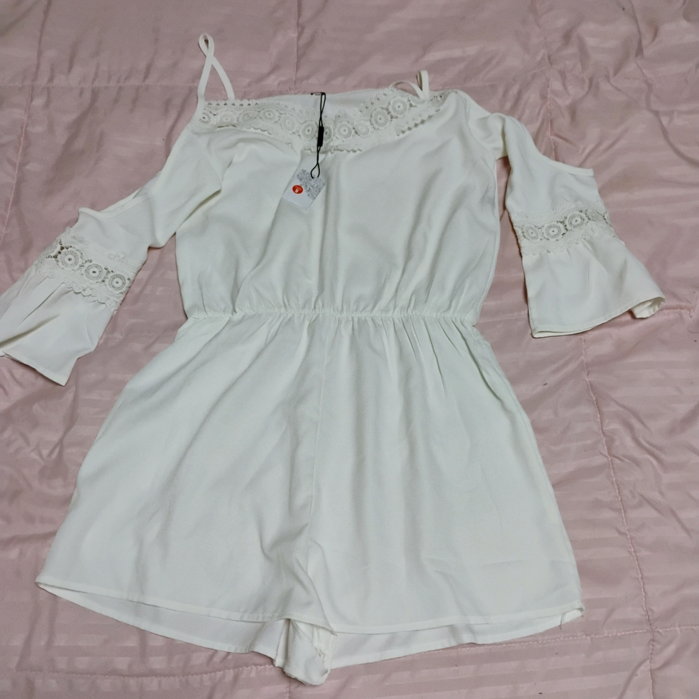 & Other Stories White Lace Trim Romper